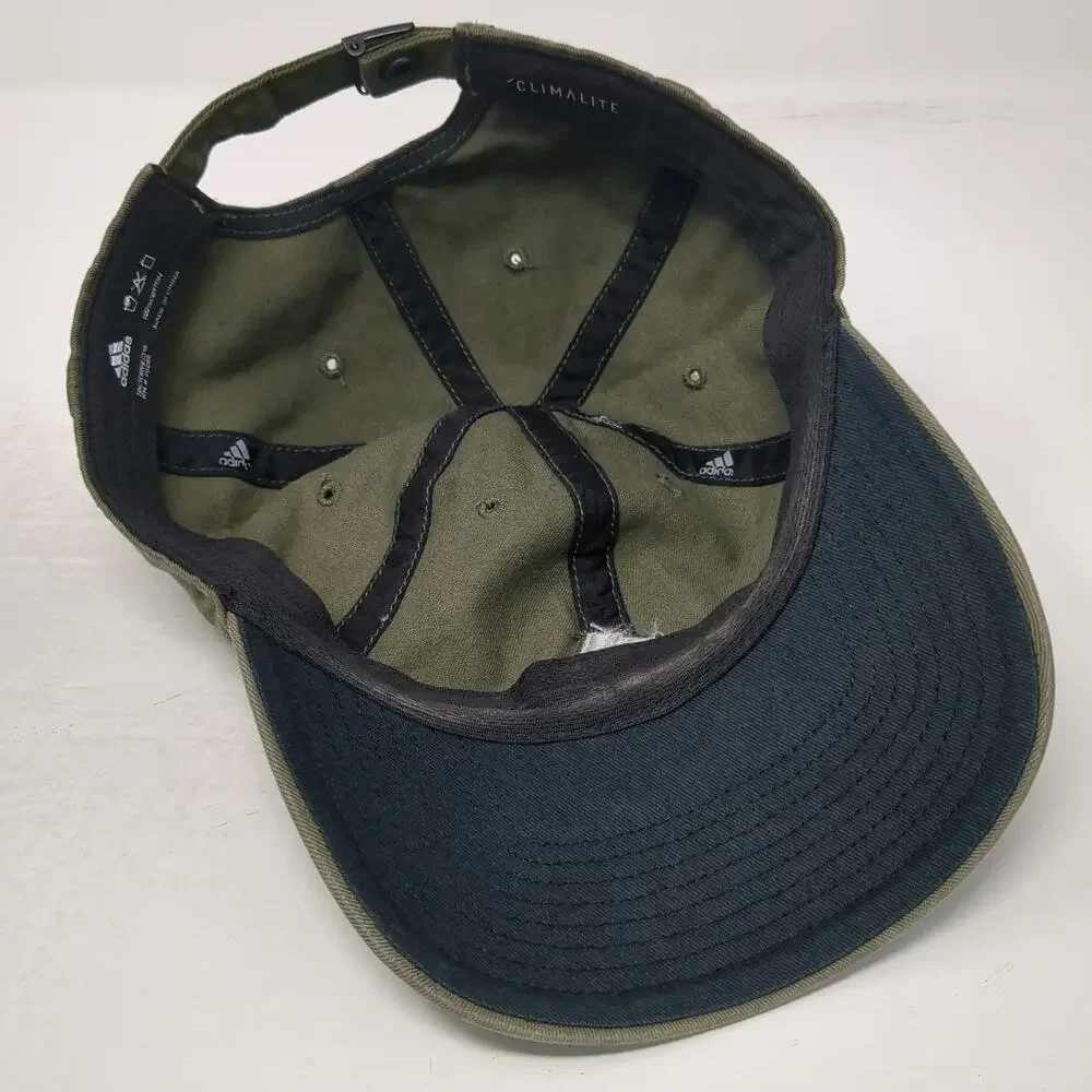Adidas Baseball Cap Green One Size Adjustable Embroidered Logo Cotton Sport Hat